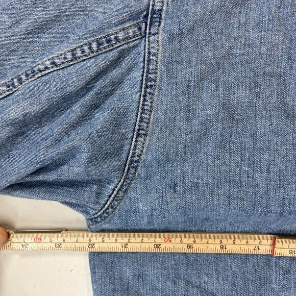 CK Calvin Klein Mens Denim Shirt Small Blue Logo y2K 90s vintage button up layer - Picture 8 of 11